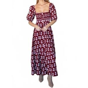 NEW EMERSON FRY santiago 4 maxi dress in pressed marigolds rouge